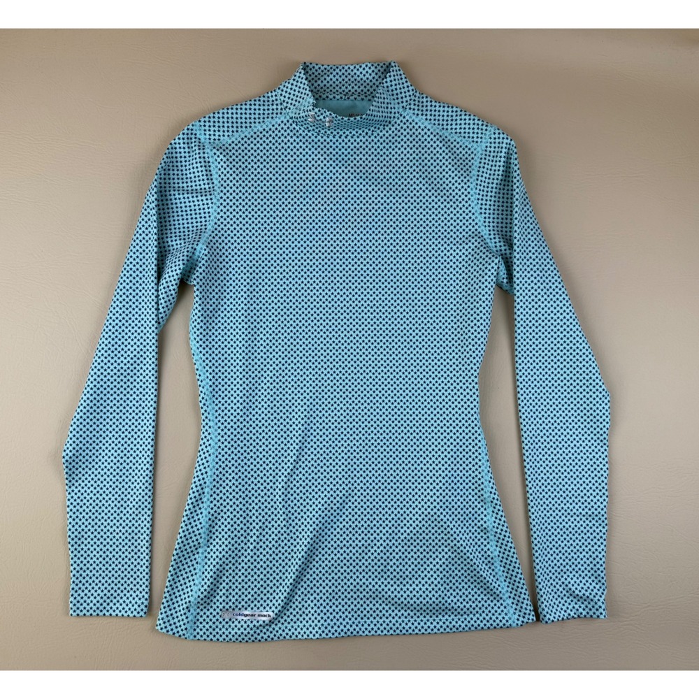 Under Armour ColdGear Mock Neck Base Layer Shirt Medium Blue Star Print